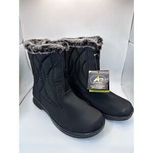 Athletech Women's Winter Boots Size 10 Black Cold Weather Fur Lined Zip NEW